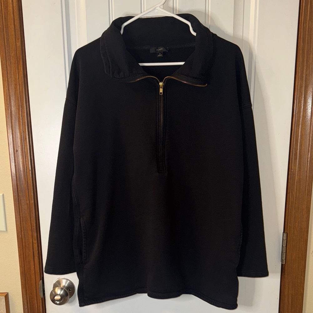 J. Crew University terry long half-zip tunic